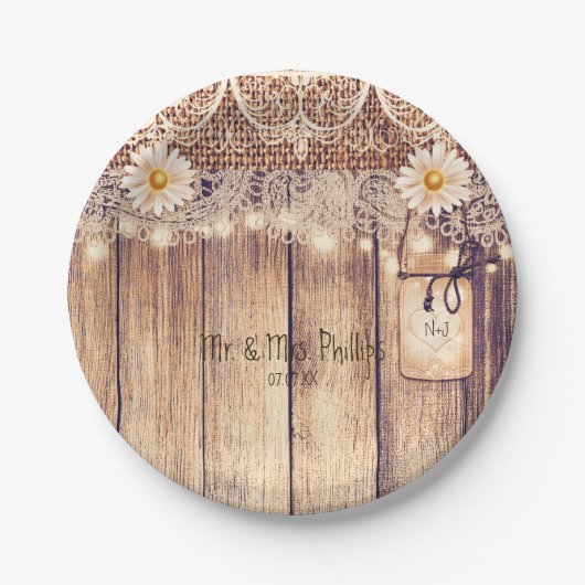 Rustieke verlichte metseljars Margrieten & Kant Tr Papieren Bordje (Voorkant)