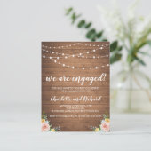 Rustieke verlovingsaankondiging feestelijke ansich uitnodiging briefkaart (Staand voorkant)