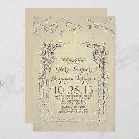 rustieke verlovingsfeestuitnodiging kaart (Voorkant / Achterkant)