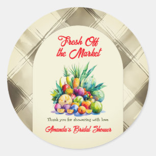 Rustieke Verse Fruit Bruidsdouche Rechtstreeks van Ronde Sticker