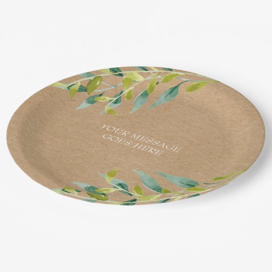 Rustieke verse weidebladeren papieren bordje (Gekanteld)