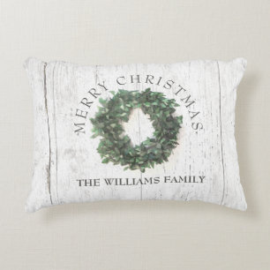 Rustieke verweerde houten laurierkrans monogram accent kussen