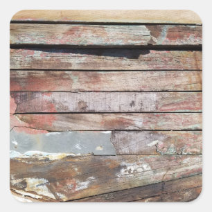 Rustieke Verweerde Zeilboot Houten Planken Maritie Vierkante Sticker