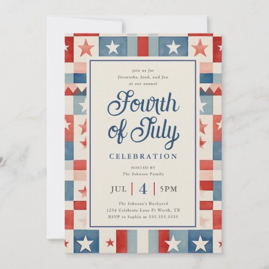  Rustieke Vierde Juli Uitnodiging (Voorkant)