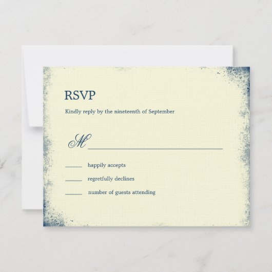 Rustieke Vineyard Wedding RSVP Kaart - Navy (Voorkant)