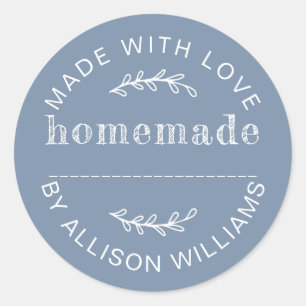 Rustieke vintage blauwe zelfgemaakte bakproducten ronde sticker