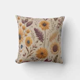 Rustieke Vintage Herfst Boho Zonnebloem Botanische Kussen