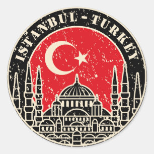 Rustieke Vintage Istanboel Turkije Stad Ronde Sticker