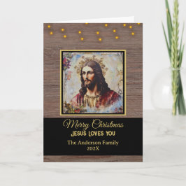 Rustieke Vintage Jesus Merry Christmas Kaart