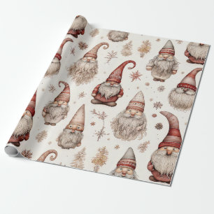 Rustieke Vintage Kabouter Tuin Aquarel Patroon Cadeaupapier