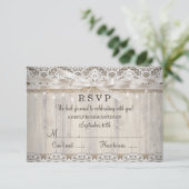 Rustieke Vintage Kant Houten Trouwverlichting RSVP (Staand voorkant)