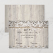Rustieke Vintage Kant Houten Trouwverlichting RSVP (Voorkant / Achterkant)