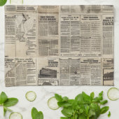 Rustieke Vintage Krantenpatchworkcollage Theedoek (Gevouwen)