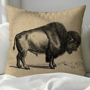 Rustieke Vintage Lijnkunst Buffalo Kussen