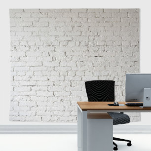 Rustieke vintage retro witte geschilderde bakstene wandkleed
