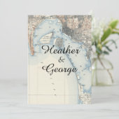 Rustieke Vintage San Diego Kaart Trouwuitnodiging (Staand voorkant)