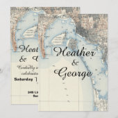 Rustieke Vintage San Diego Kaart Trouwuitnodiging (Voorkant / Achterkant)