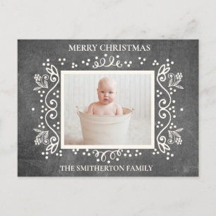 Rustieke Vintage Schoolbord Foto Prettig Kerstfees Feestdagenkaart