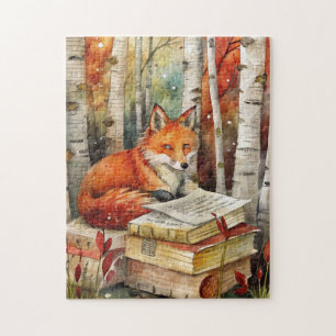 Rustieke Vintage Vos Boeken Bos Herfst Najaar Legpuzzel