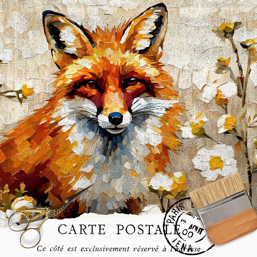 Rustieke Vintage Vos Decoupage Tissuepapier