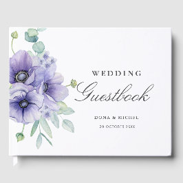 Rustieke Violet Zomer Wild Floral Wedding Gastenboek