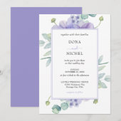 Rustieke Violet Zomer Wild Floral Wedding Kaart (Voorkant / Achterkant)