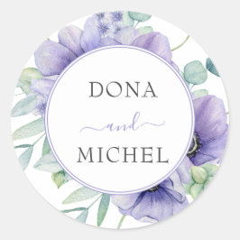 Rustieke Violet Zomer Wild Floral Wedding Ronde Sticker