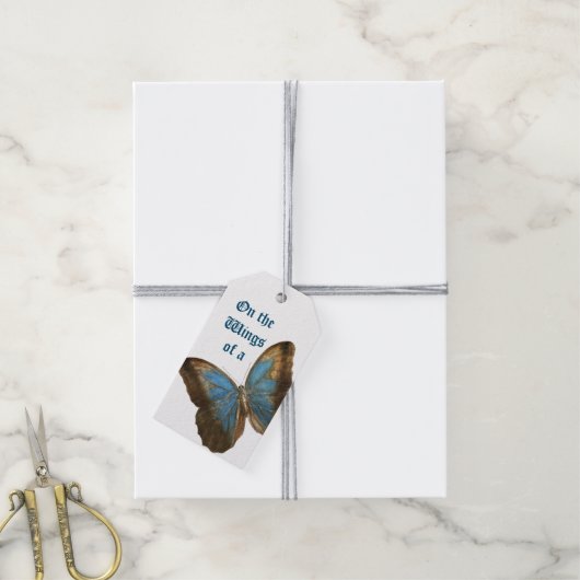 Rustieke vlinder cadeaulabel (Met Touw)