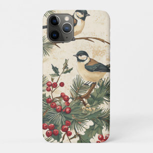 Rustieke vogel en poinsettia kerstpatroon (8) iPhone 11 pro hoesje