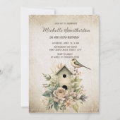 Rustieke vogelhuisbloemen 100e geboortedag kaart (Voorkant)