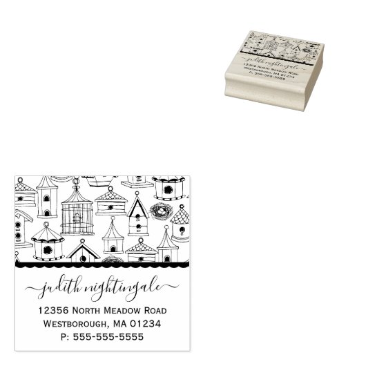 Rustieke Vogelhuizen Creëer Uw eigen retouradres Rubberstempel (Gestempeld)