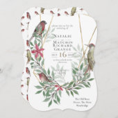 Rustieke vogels botanische  uitnodiging (Voorkant / Achterkant)