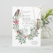 Rustieke vogels botanische uitnodiging (Staand voorkant)