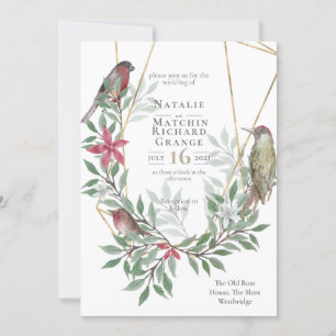 Rustieke vogels botanische uitnodiging
