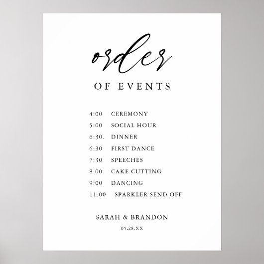 Rustieke Volgorde van Gebeurtenissen Trouwdag Tijd Poster (Voorkant)