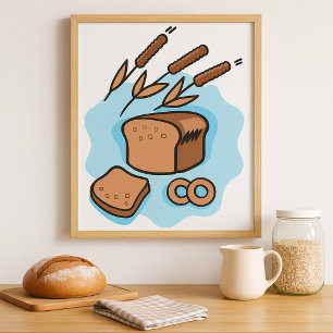 Rustieke volkoren brood boerderij eten poster