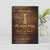 Rustieke volks kunst Kerst Reindeer Uitnodiging (Staand voorkant)