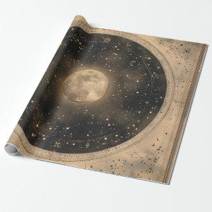 Rustieke  Volle Maan Celestial Design Cadeaupapier