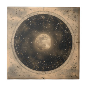 Rustieke  Volle Maan Celestial Design Tegeltje