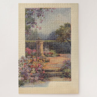 Rustieke Vredige Antieke Tuin met Zonnewijzer Legpuzzel