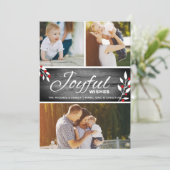 Rustieke vreugdevolle wensen Fotocollage Feestdagenkaart (Staand voorkant)