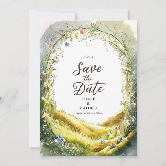 Rustieke vreugdevolle Wildflower bruiloft Save The Date (Voorkant)