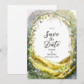Rustieke vreugdevolle Wildflower bruiloft Save The Date (Voorkant / Achterkant)
