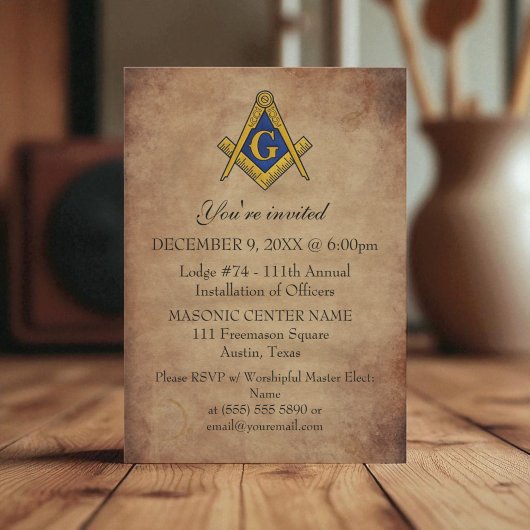 Rustieke Vrijmetselaar Black Masonic Kaart