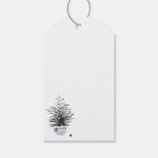 Rustieke Vrolijke Kerst Waterverf Tree Vakantie Cadeaulabel (Achterkant)