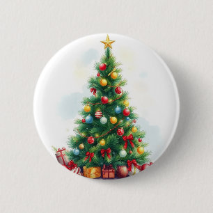 Rustieke vrolijke kerstbal vakantieseizoen ronde button 5,7 cm