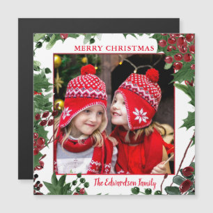 Rustieke Vrolijke Kerstmis foto magnetische kaart