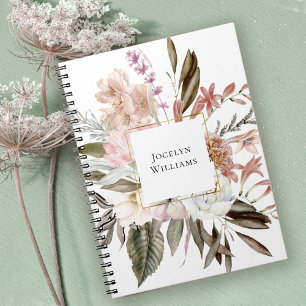 Rustieke Vrouwelijke Bloemen met Naam Notitieboek