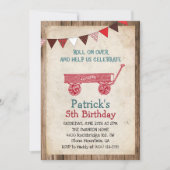 Rustieke Wagon Boy Verjaardagsuitnodiging Kaart (Voorkant)