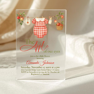 Rustieke Waslijn Appel Meisje Baby Shower Acryl Uitnodigingen